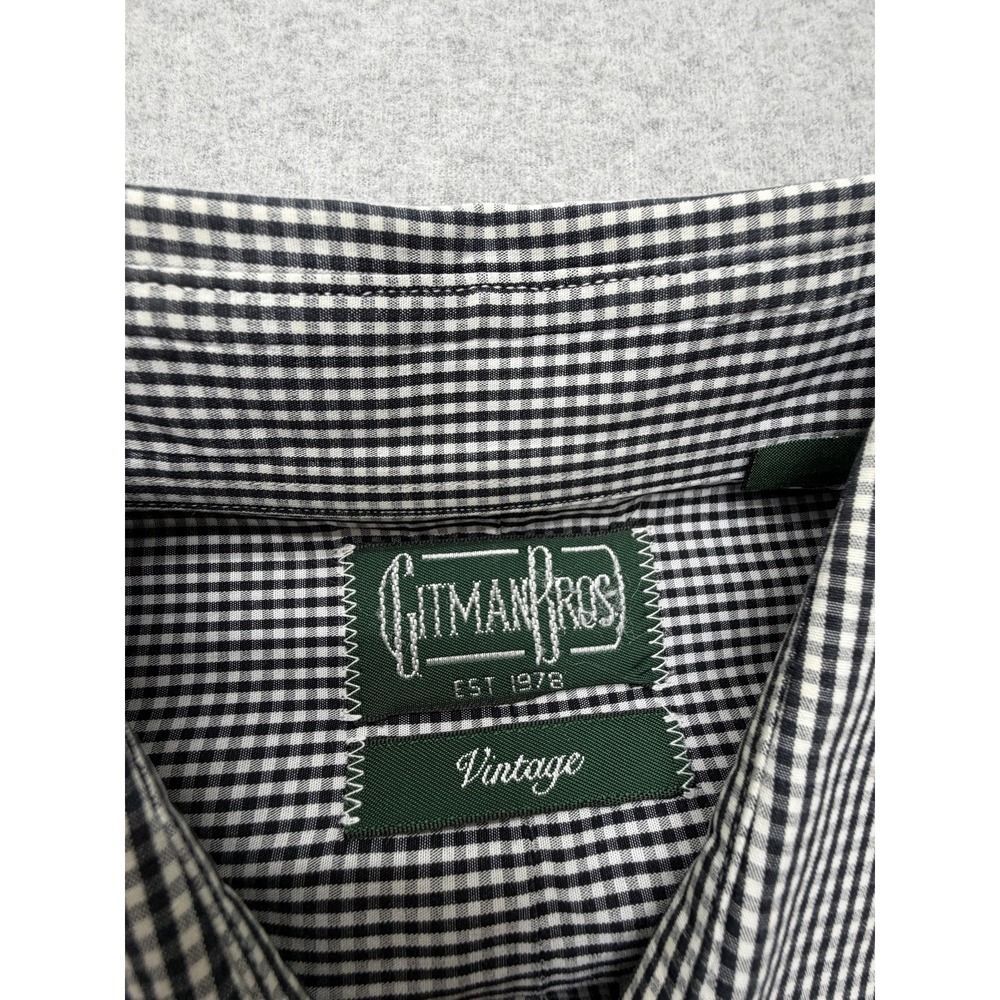 Gitman Bros Dress Shirt Mens 16.5 Black Gingham Regular Fit Long Sleeve Cotton - Picture 3 of 9